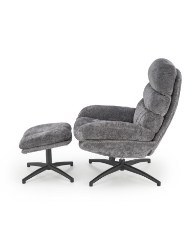 DARIO fotel wypoczynkowy z podnóżkiem, popielaty