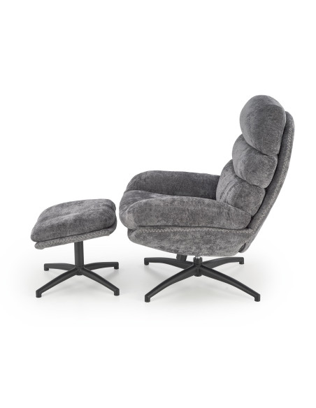 DARIO fotel wypoczynkowy z podnóżkiem, popielaty