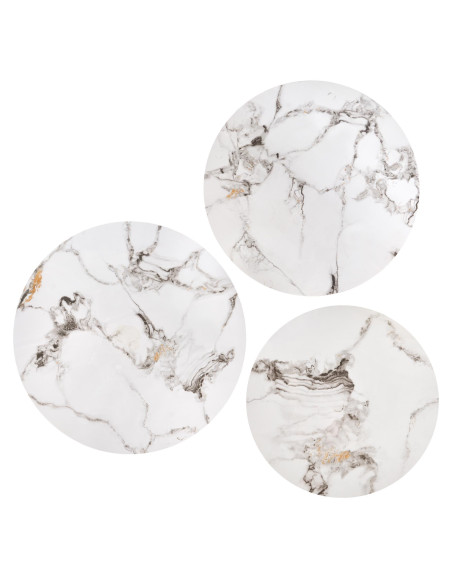 GILDA Zestaw 3 Ław fi80 cm, fi60 cm, fi45 cm | Spiek Biały Marmur/Czarny