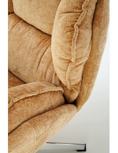 GUIDO Fotel Wypoczynkowy Musztardowy Obrotowy | Komfortowy, Podstawa Chrom 2