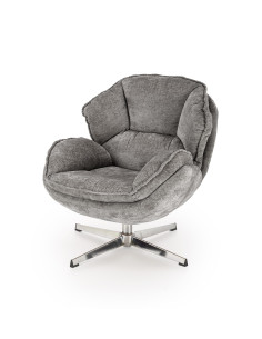 GUIDO Fotel Wypoczynkowy Popielaty Obrotowy | Komfortowy, Podstawa Chrom