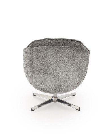 GUIDO Fotel Wypoczynkowy Popielaty Obrotowy | Komfortowy, Podstawa Chrom