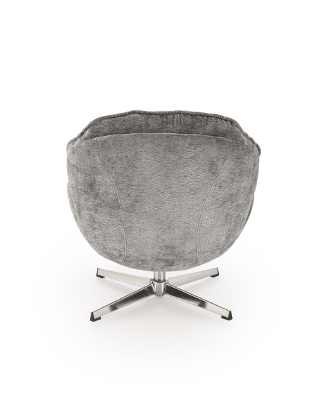 GUIDO Fotel Wypoczynkowy Popielaty Obrotowy | Komfortowy, Podstawa Chrom