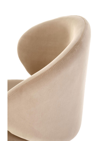 H121 Hoker Czarny | Welur Beżowy, Nogi Stalowe Czarne, Kubełkowe Oparcie