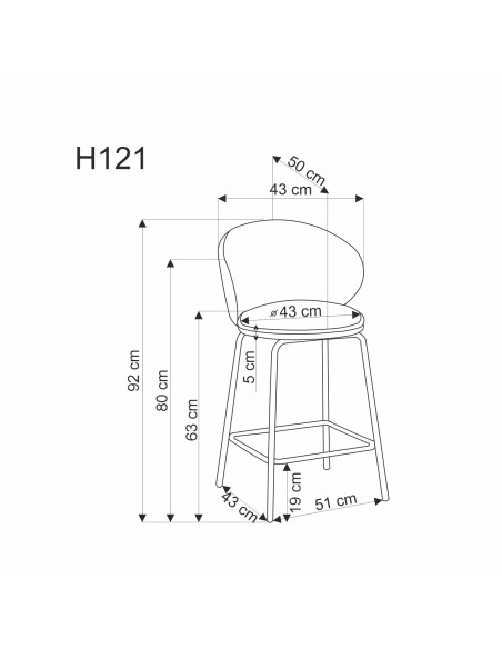 H121 Hoker Czarny | Welur Beżowy, Nogi Stalowe Czarne, Kubełkowe Oparcie
