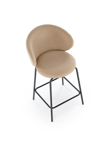 H121 Hoker Czarny | Welur Beżowy, Nogi Stalowe Czarne, Kubełkowe Oparcie