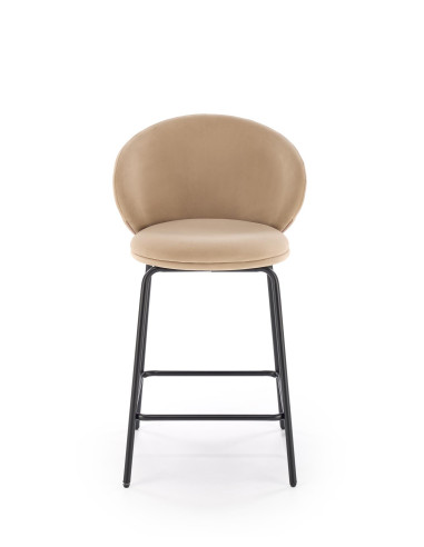 H121 Hoker Czarny | Welur Beżowy, Nogi Stalowe Czarne, Kubełkowe Oparcie