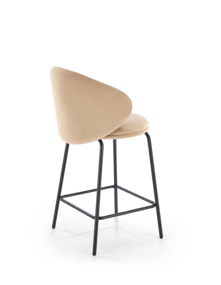 H121 Hoker Czarny | Welur Beżowy, Nogi Stalowe Czarne, Kubełkowe Oparcie