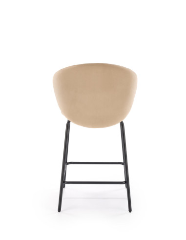 H121 Hoker Czarny | Welur Beżowy, Nogi Stalowe Czarne, Kubełkowe Oparcie