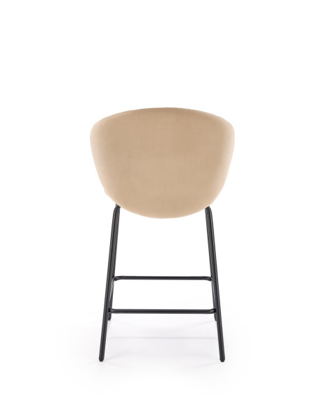 H121 Hoker Czarny | Welur Beżowy, Nogi Stalowe Czarne, Kubełkowe Oparcie