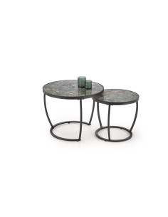 INES Zestaw 2 Ław fi62/50 cm, fi47/43 cm | Spiek Zielony Marmur - Stylowe
