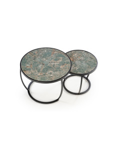 INES Zestaw 2 Ław fi62/50 cm, fi47/43 cm | Spiek Zielony Marmur - Stylowe 2