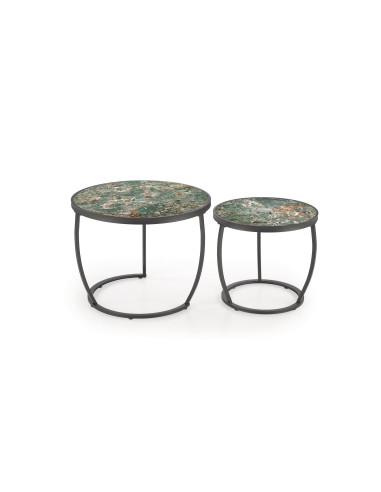INES Zestaw 2 Ław fi62/50 cm, fi47/43 cm | Spiek Zielony Marmur - Stylowe