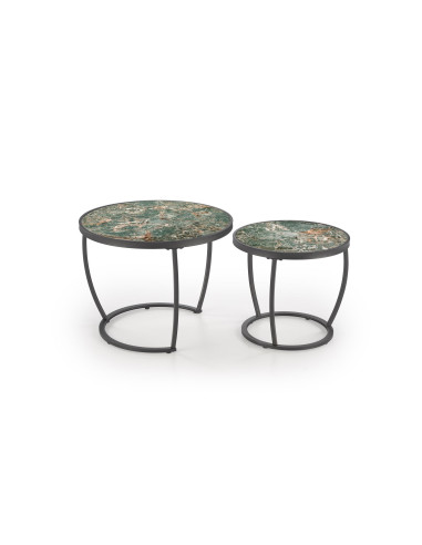 INES Zestaw 2 Ław fi62/50 cm, fi47/43 cm | Spiek Zielony Marmur - Stylowe