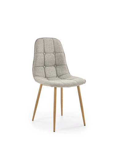 K316 Krzesło Tapicerowane Beżowe Pikowane, Nogi Stalowe Kolor Dąb Miodowy