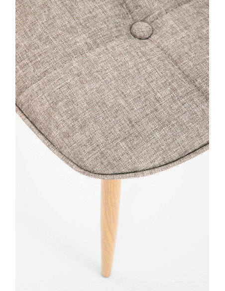 K316 Krzesło Tapicerowane Beżowe Pikowane, Nogi Stalowe Kolor Dąb Miodowy