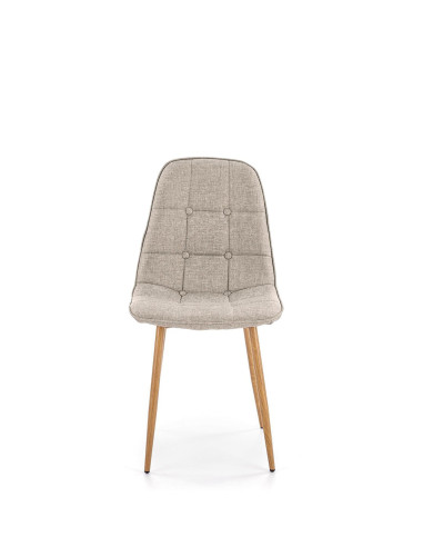 K316 Krzesło Tapicerowane Beżowe Pikowane, Nogi Stalowe Kolor Dąb Miodowy