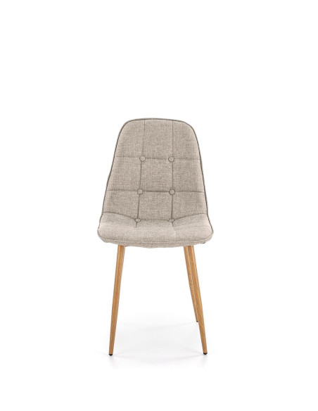 K316 Krzesło Tapicerowane Beżowe Pikowane, Nogi Stalowe Kolor Dąb Miodowy