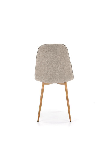 K316 Krzesło Tapicerowane Beżowe Pikowane, Nogi Stalowe Kolor Dąb Miodowy