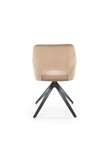 K535 Krzesło Beżowe Obracane 360°, Oparcie w Romby Velvet, Nogi Czarne