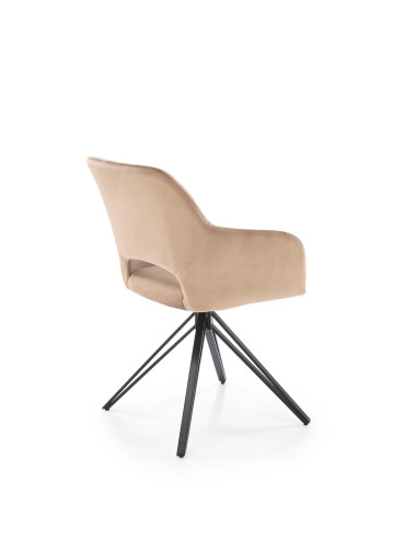 K535 Krzesło Beżowe Obracane 360°, Oparcie w Romby Velvet, Nogi Czarne