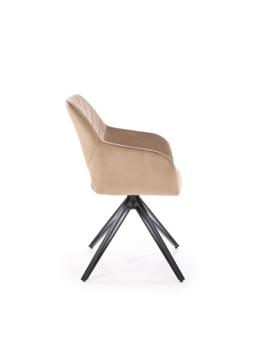 K535 Krzesło Beżowe Obracane 360°, Oparcie w Romby Velvet, Nogi Czarne