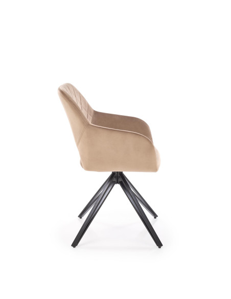 K535 Krzesło Beżowe Obracane 360°, Oparcie w Romby Velvet, Nogi Czarne