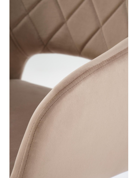 K535 Krzesło Beżowe Obracane 360°, Oparcie w Romby Velvet, Nogi Czarne