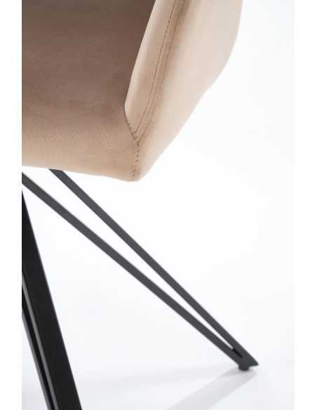 K535 Krzesło Beżowe Obracane 360°, Oparcie w Romby Velvet, Nogi Czarne