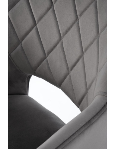 K535 Krzesło Popielate Obracane 360°, Oparcie w Romby Velvet, Nogi Czarne