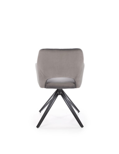 K535 Krzesło Popielate Obracane 360°, Oparcie w Romby Velvet, Nogi Czarne