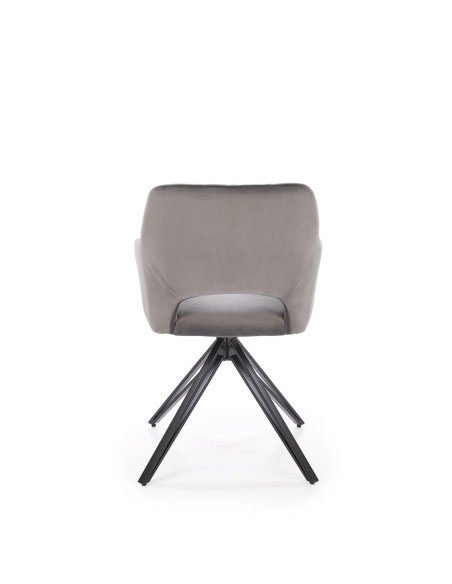 K535 Krzesło Popielate Obracane 360°, Oparcie w Romby Velvet, Nogi Czarne