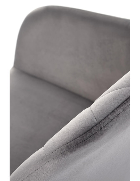 K535 Krzesło Popielate Obracane 360°, Oparcie w Romby Velvet, Nogi Czarne