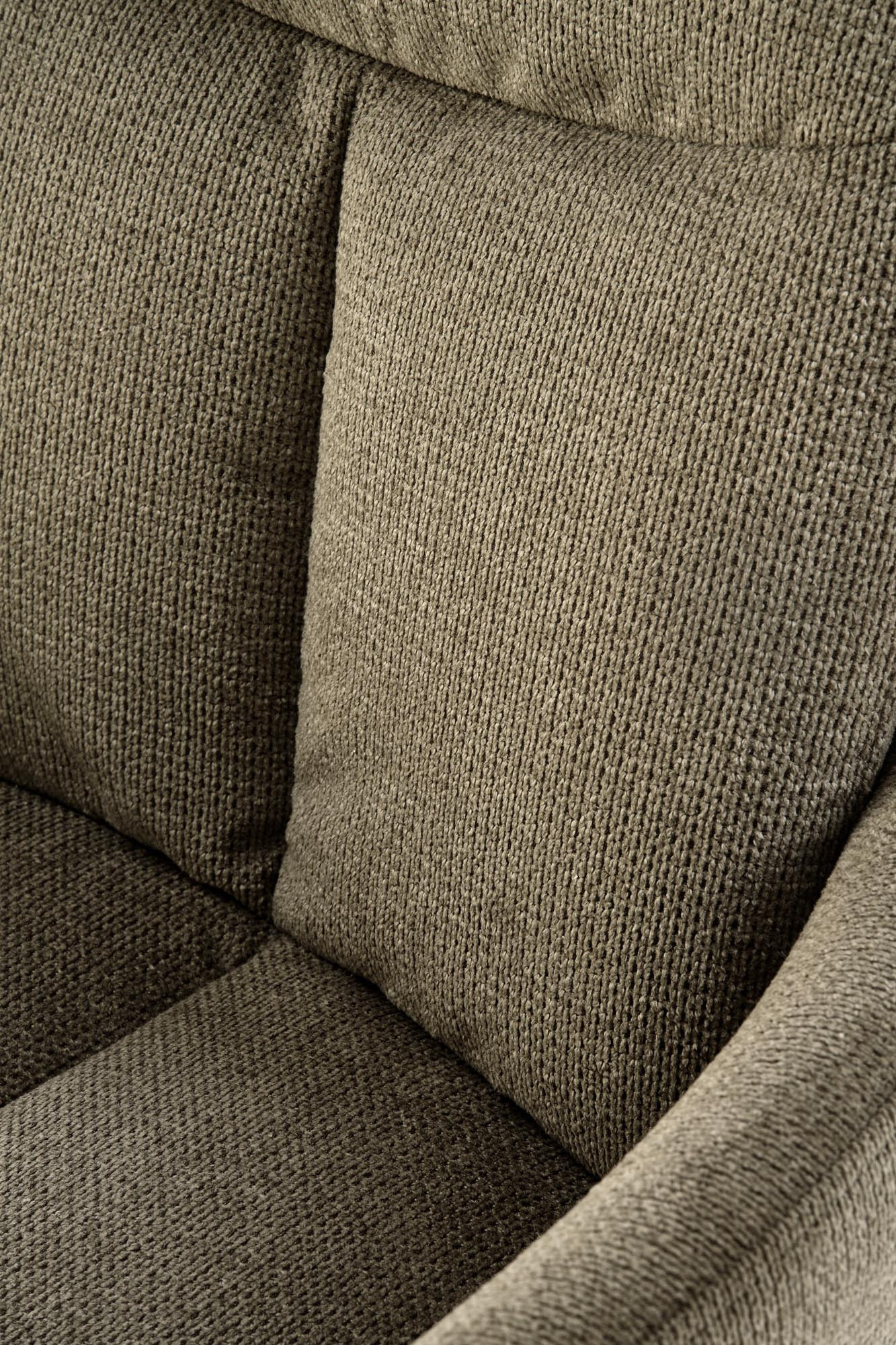 Zbliżenie na oliwkowe tapicerowane oparcie krzesła K536 z funkcją obracania 360°.