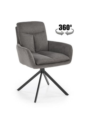 K536 Krzesło Popielate, Obracane 360°, Nogi Czarne | Wyjątkowy Styl