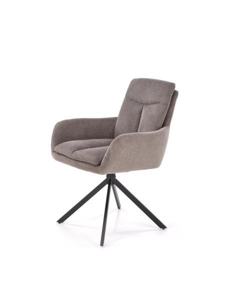 K536 Krzesło Popielate, Obracane 360°, Nogi Czarne | Wyjątkowy Styl