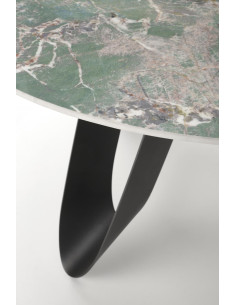 GIOVANI Stół Okrągły Fi135/76 cm Spiek Zielony Marmur | Nogi Stalowe Czarne 2