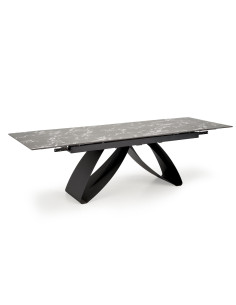 HILARIO Stół Rozkładany 180-260 cm Spiek Czarny Marmur z Żyłami | Nogi Czarne