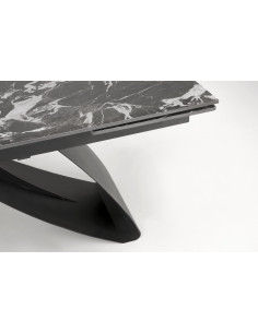 HILARIO Stół Rozkładany 180-260 cm Spiek Czarny Marmur z Żyłami | Nogi Czarne 2