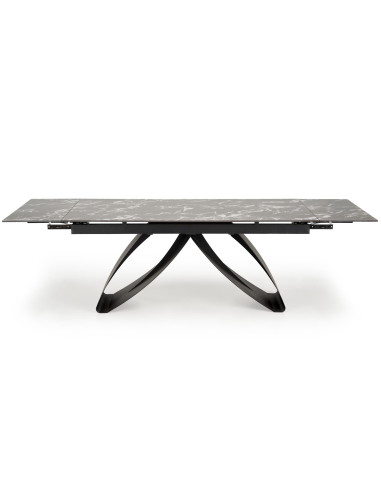 HILARIO Stół Rozkładany 180-260 cm Spiek Czarny Marmur z Żyłami | Nogi Czarne