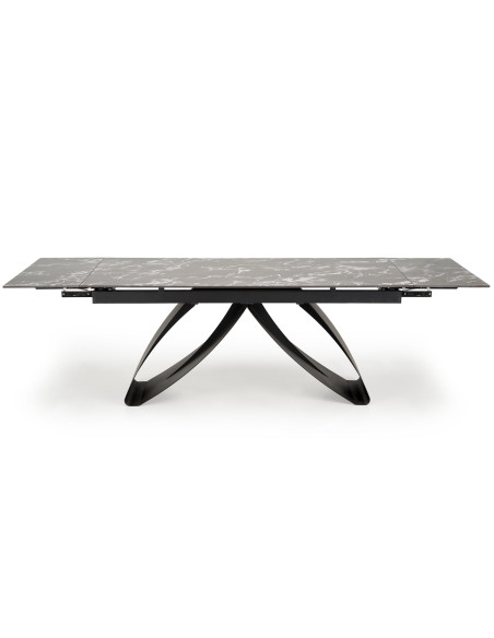HILARIO Stół Rozkładany 180-260 cm Spiek Czarny Marmur z Żyłami | Nogi Czarne