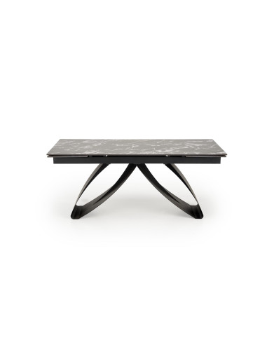 HILARIO Stół Rozkładany 180-260 cm Spiek Czarny Marmur z Żyłami | Nogi Czarne