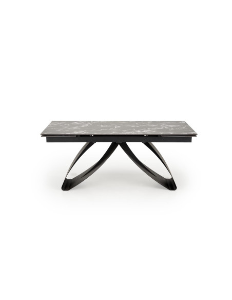HILARIO Stół Rozkładany 180-260 cm Spiek Czarny Marmur z Żyłami | Nogi Czarne