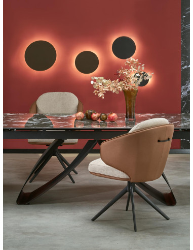 HILARIO Stół Rozkładany 180-260 cm Spiek Czarny Marmur z Żyłami | Nogi Czarne