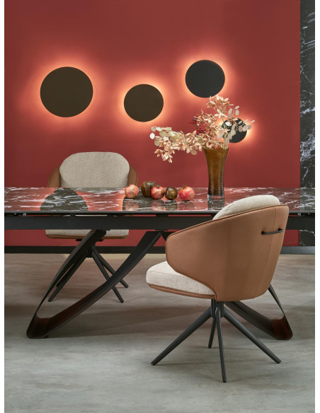 HILARIO Stół Rozkładany 180-260 cm Spiek Czarny Marmur z Żyłami | Nogi Czarne