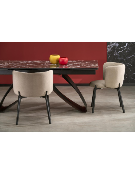 HILARIO Stół Rozkładany 180-260 cm Spiek Czarny Marmur z Żyłami | Nogi Czarne