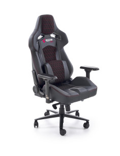 BALDUR Fotel Gabinetowy Czarno-Popielaty Eco Skóra Regulowane Podłokietniki