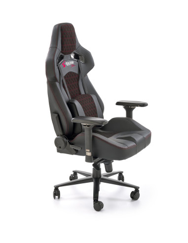 BALDUR Fotel Gabinetowy Czarno-Popielaty Eco Skóra Regulowane Podłokietniki