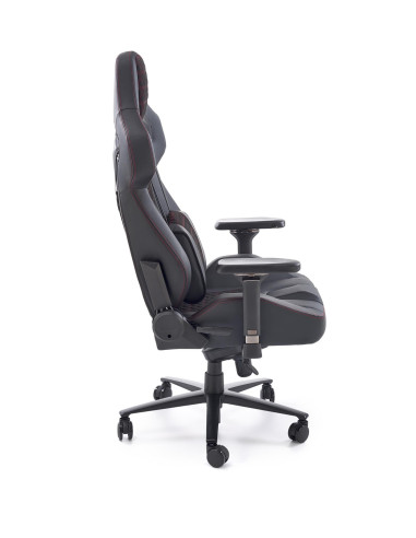 BALDUR Fotel Gabinetowy Czarno-Popielaty Eco Skóra Regulowane Podłokietniki