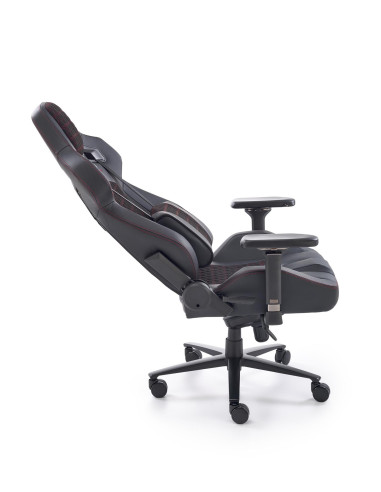 BALDUR Fotel Gabinetowy Czarno-Popielaty Eco Skóra Regulowane Podłokietniki